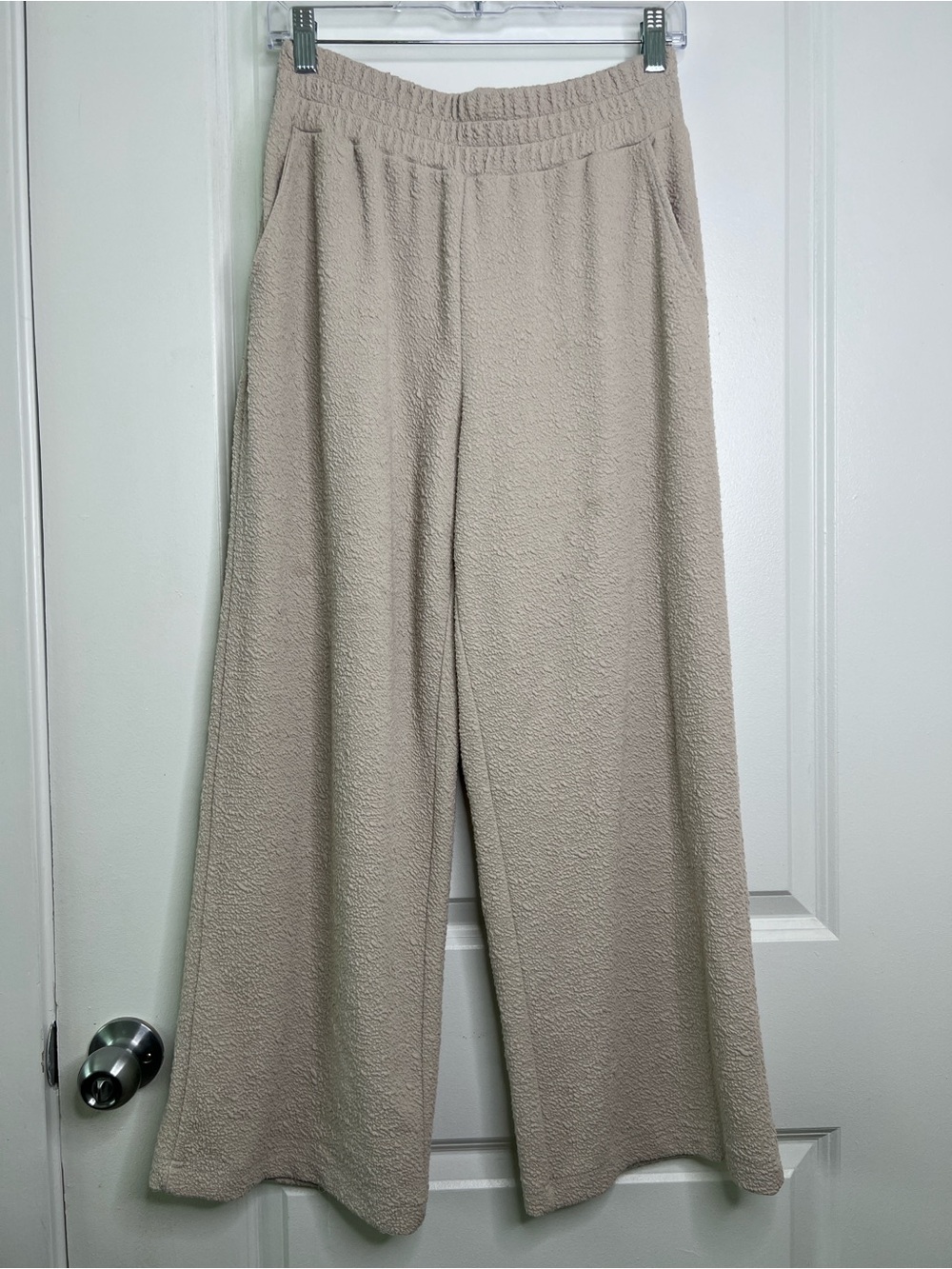 Sundays by wearesundays Taupe Textured Knit Wide Leg Pull On Cozy Pants Medium